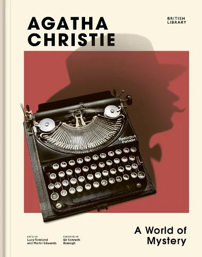 Book cover for 'A World of Mystery' from the British Library Agatha Christie series, featuring a vintage black typewriter.