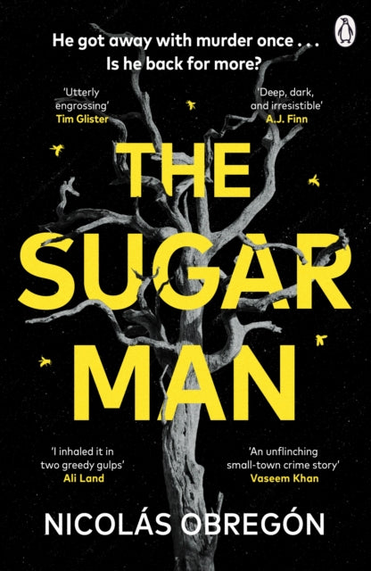 Book cover of 'The Sugar Man' with a tree silhouette and yellow text on a black background.