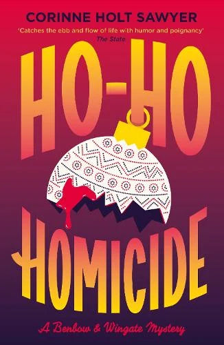 Book cover of 'Ho-Ho Homicide' with a decorative ornament on a purple background