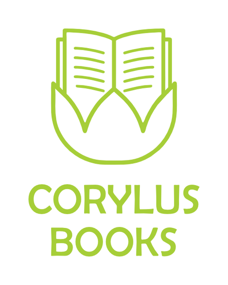 Corylus Books logo - a book growing out of a hazel