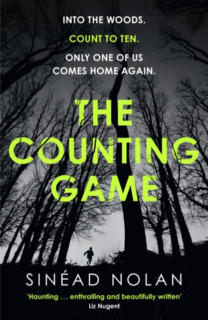 Book cover of 'The Counting Game' with dark trees and silhouette of a person, featuring text and author's name.
