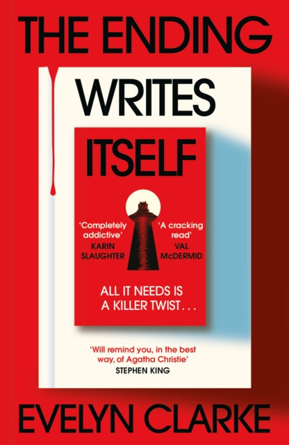 Book cover of 'The Ending Writes Itself' by Evelyn Clarke with a red and white design.