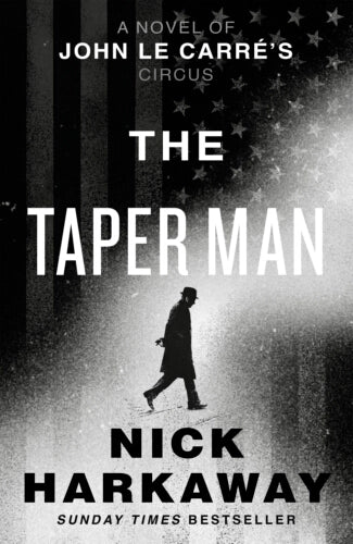 Book cover of 'The Taper Man' by Nick Harkaway with a silhouette of a man walking on a road.