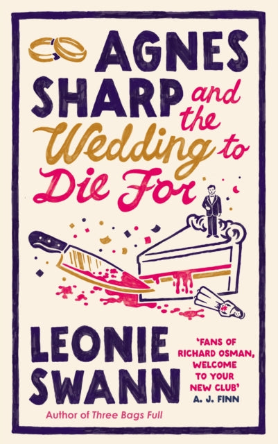 Book cover of 'Agnes Sharp and the Wedding to Die For' by Leonie Swann with colorful text and illustration.