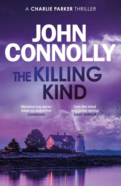Book cover of 'The Killing Kind' by John Connolly with a lighthouse and purple sky.