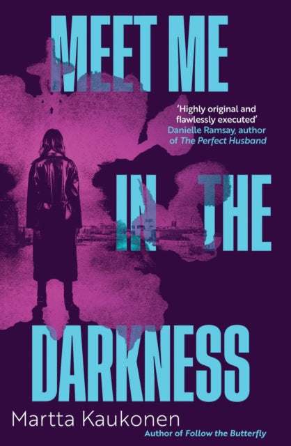 Book cover of 'Meet Me in the Darkness' with a silhouette of a person and purple gradient.