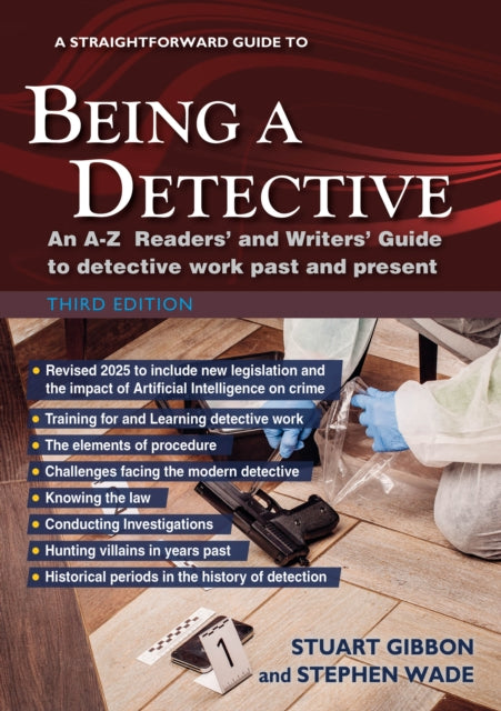 Book cover of 'A Straightforward Guide to Being a Detective' with text and images related to detective work.