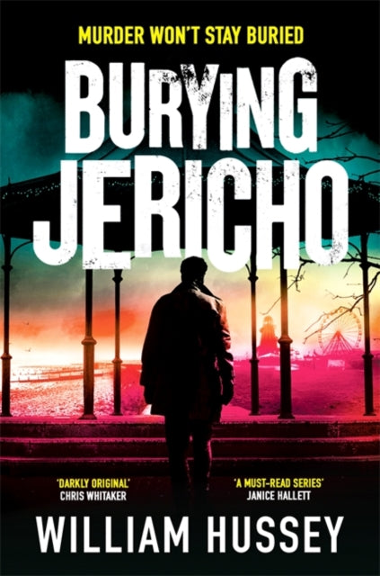 Book cover of 'Burying Jericho' with a silhouette of a person and colorful background.