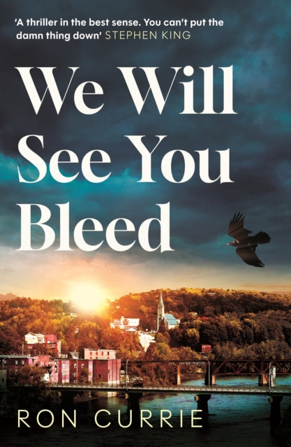 Book cover of 'We Will See You Bleed' with a cityscape and eagle.