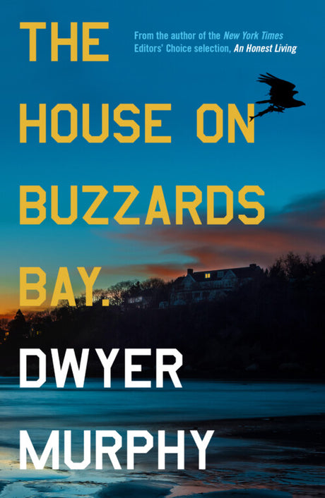 Book cover of 'The House on Buzzards Bay' by Dwyer Murphy with a silhouette of a house and a bird.