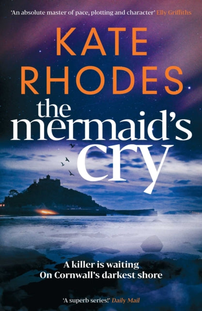 Book cover of 'The Mermaid's City' by Kate Rhodes with a coastal scene and text.