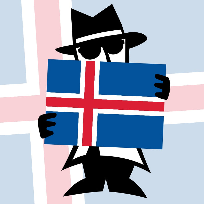 The Gumshoe Dude holding an Icelandic flag 